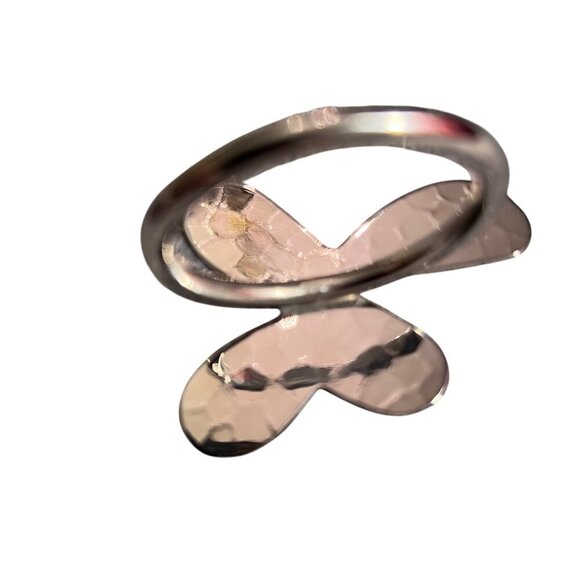 Neiman Marcus Hammered Silver Butterfly Napkin Rings Set Of 2 - Picture 6 of 6